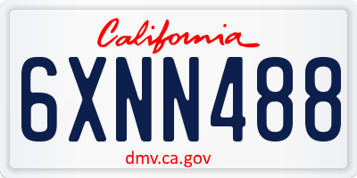 CA license plate 6XNN488