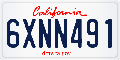 CA license plate 6XNN491