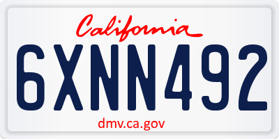 CA license plate 6XNN492