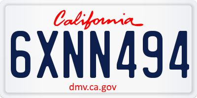 CA license plate 6XNN494