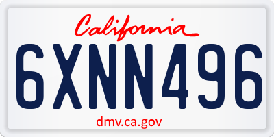 CA license plate 6XNN496