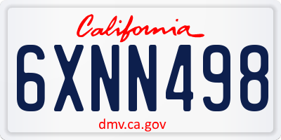 CA license plate 6XNN498