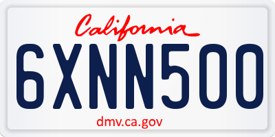 CA license plate 6XNN500