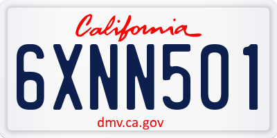 CA license plate 6XNN501