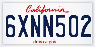 CA license plate 6XNN502