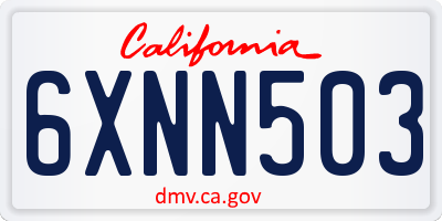 CA license plate 6XNN503
