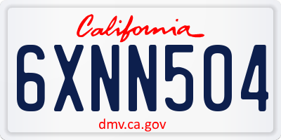 CA license plate 6XNN504