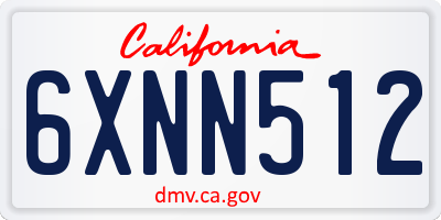 CA license plate 6XNN512