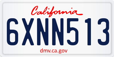 CA license plate 6XNN513