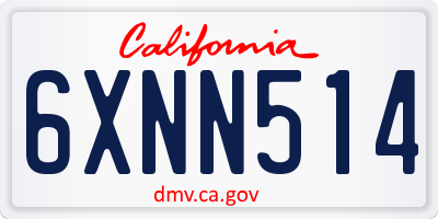 CA license plate 6XNN514