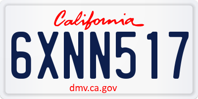 CA license plate 6XNN517