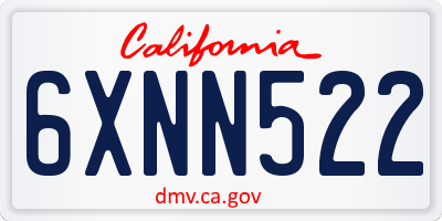 CA license plate 6XNN522