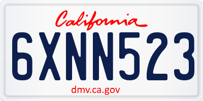 CA license plate 6XNN523