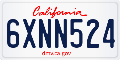 CA license plate 6XNN524