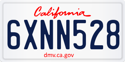 CA license plate 6XNN528