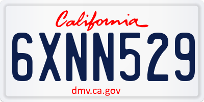 CA license plate 6XNN529