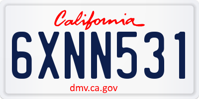 CA license plate 6XNN531