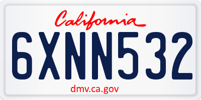 CA license plate 6XNN532