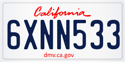 CA license plate 6XNN533
