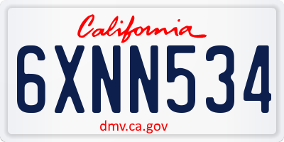 CA license plate 6XNN534