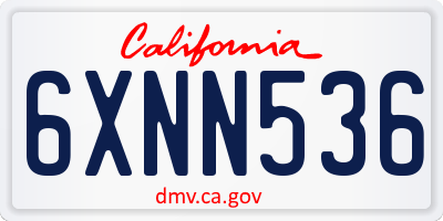 CA license plate 6XNN536