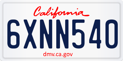 CA license plate 6XNN540