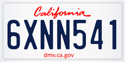 CA license plate 6XNN541