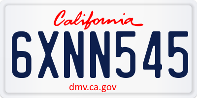 CA license plate 6XNN545