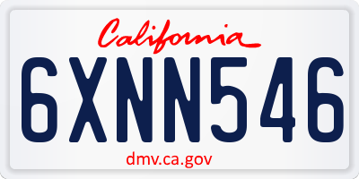 CA license plate 6XNN546