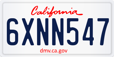 CA license plate 6XNN547