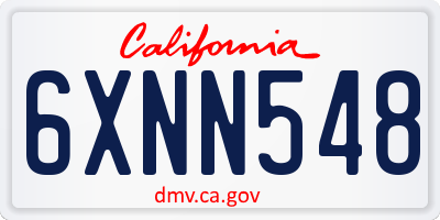 CA license plate 6XNN548