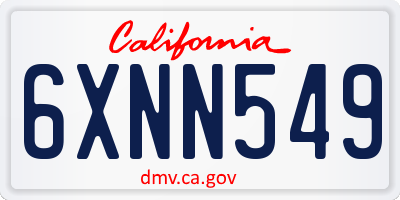 CA license plate 6XNN549