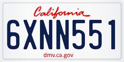 CA license plate 6XNN551