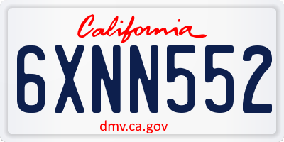 CA license plate 6XNN552