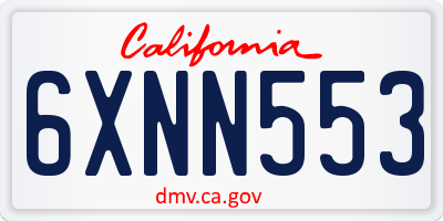 CA license plate 6XNN553