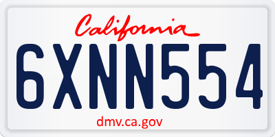 CA license plate 6XNN554