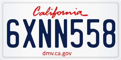 CA license plate 6XNN558