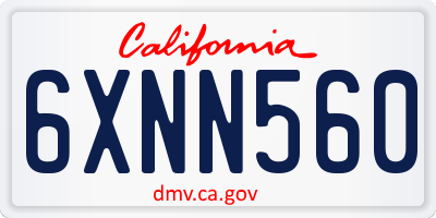 CA license plate 6XNN560