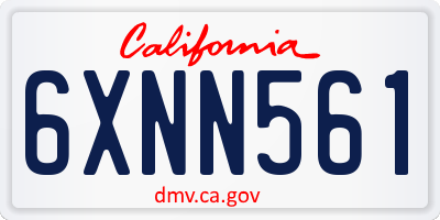 CA license plate 6XNN561