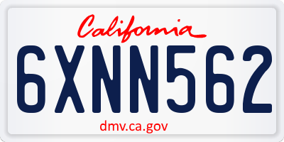 CA license plate 6XNN562