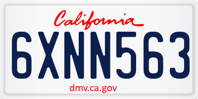 CA license plate 6XNN563