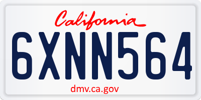 CA license plate 6XNN564