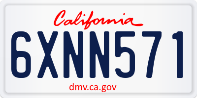 CA license plate 6XNN571