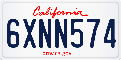 CA license plate 6XNN574