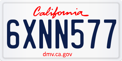 CA license plate 6XNN577