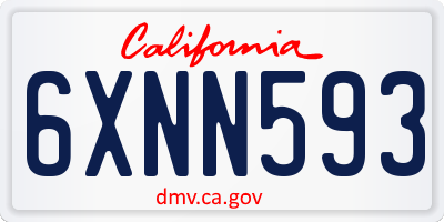 CA license plate 6XNN593