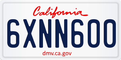 CA license plate 6XNN600