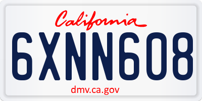 CA license plate 6XNN608