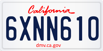 CA license plate 6XNN610