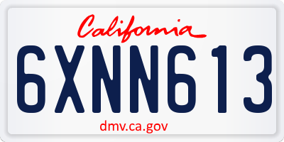 CA license plate 6XNN613